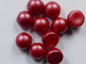CAB-2-hole-02010-25010 Alabaster Pastel Dark Coral 2-hole Cabochons, 6 mm,