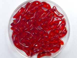 CZM-CR-90080 Siam Ruby CzechMates 2-hole Crescent Beads, 10x3 mm
