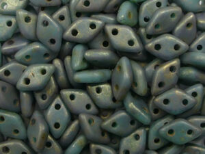 CM-DI-63130MLG Turquoise Copper Picasso CzechMates 2-hole Diamond Beads, 5 gram