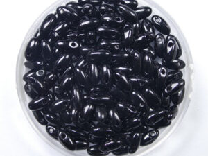 Riz-23980 Jet Czech Glass Rizo Beads