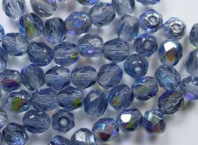 FP1-04-30320X Montana Blue AB Czech Glass Facet Firepolish 4mm