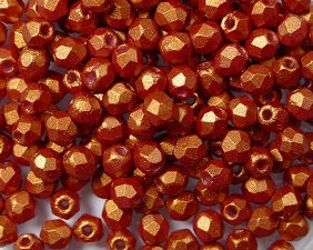 FP1-03-24106AL Gold Shine Burnt Orange Czech Glass Facet Firepolish 3mm 50 stuks - Afbeelding 1