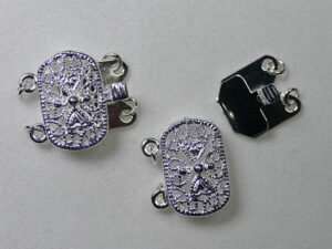 Schuifsluiting, 2 strengen, silver plated - Afbeelding 1