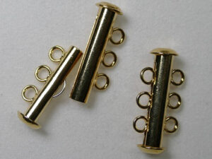 Ronde schuifsluiting, 3 strengen, gold plated - Afbeelding 1