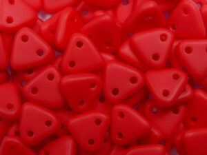 CMTR-93200M 2 hole Triangle Beads, 6 mm, Czech Mates, Matte Opaque Red