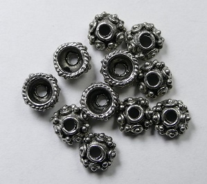 Kralenkapjes, 7x3 mm Antique Silver