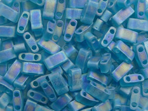 M-HTL-2405FR Matte Transparent Teal AB Miyuki Half Tila Beads