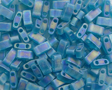 M-HTL-2405FR Matte Transparent Teal AB Miyuki Half Tila Beads M-HTL-2405FR Matte Transparent Teal AB Miyuki Half Tila Beads