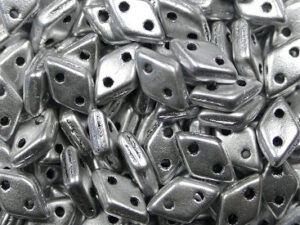 CM-DI-0170JT Matte Metallic Silver CzechMates 2-hole Diamond Beads, 5 gram