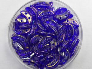CZM-CR-S1C30090 2 hole Crescent Beads, 10x3 mm, Czech Mates, Luster Iris Cobalt - Afbeelding 1