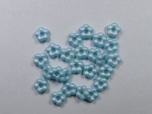 FB-29313 Czech Glass Flower Beads, Alabaster Pastel Turquoise
