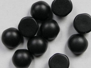 CAB-2-hole-02010-29400 2-hole Cabochons, 6 mm, Alabaster Metallic Black
