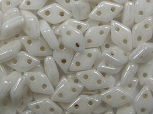 CM-DI-03000L Luster Opaque White CzechMates 2-hole Diamond Beads, 5 gram
