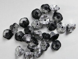 Flower Cup beads, 7x5 mm, Jet Labrador