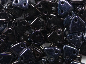 CMTR-23980LE 2 hole Triangle Beads, 6 mm, Czech Mates, Jet Luster Metallic Amethyst