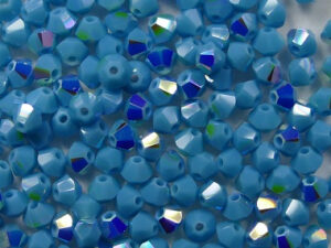 3 mm Turquoise AB Swarovski Element Bicones