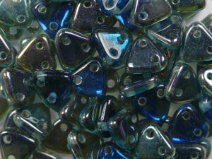 CMTR-60020W 2 hole Triangle Beads, 6 mm, Czech Mates, Twilight Aquamarine - Afbeelding 1