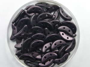 CZM-CR-79083JT 2 hole Crescent Beads, 10x3 mm, Czech Mates, Metallic Suede Dark Plum