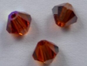 SW-04-SATTORE 4 mm Satin Red Topaz Swarovski Element Bicones - Afbeelding 1