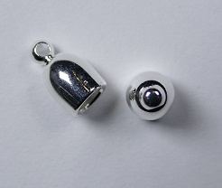 Bullet End Cap, 4 mm, Silver plated