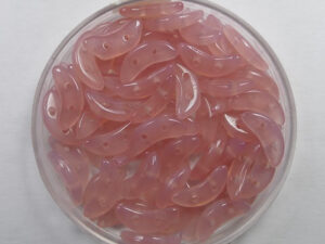 CZM-CR-71010 2 hole Crescent Beads, 10x3 mm, Czech Mates, Opal Pink - Afbeelding 1