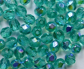FP1-04-60220X Dark Teal AB Czech Glass Facet Firepolish 4mm 50 stuks