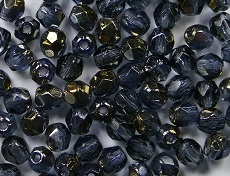 FP1-03-30330ZR Bronze Iris Montana Blue Czech Glass Facet Firepolish 3mm 50 stuks - Afbeelding 1