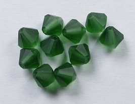PrBic-06-GTOUMAT Matte Green Tourmaline Preciosa Bicones 6 mm 10 stuks op=op - Afbeelding 1