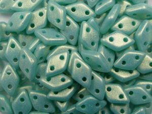 CM-DI-63130S6C Sueded Gold Turquoise CzechMates 2-hole Diamond Beads, 5 gram - Afbeelding 1