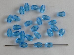 Firepolished Drops, 7x5 mm, Aqua - Afbeelding 1