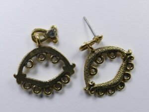 Oorbel basis steker, antiek goudkleurig, per paar - Afbeelding 1