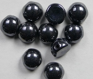 CAB-2-hole-23980-14400 2-hole Cabochons, 6 mm, Jet Hematite - Afbeelding 1