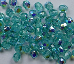 FP1-03-60110X Light Teal AB Czech Glass Facet Firepolish 3mm