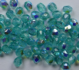 FP1-03-60110X Light Teal AB Czech Glass Facet Firepolish 3mm FP1-03-60110X Light Teal AB Czech Glass Facet Firepolish 3mm
