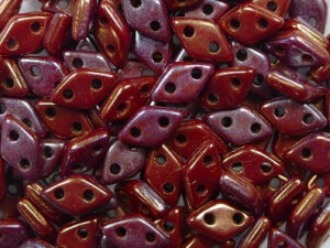 CM-DI-93200LH Opaque Red Bronze Vega CzechMates 2-hole Diamond Beads, 5 gram