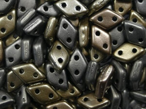 CM-DI-0167JT Matte Metallic Leather CzechMates 2-hole Diamond Beads, 5 gram