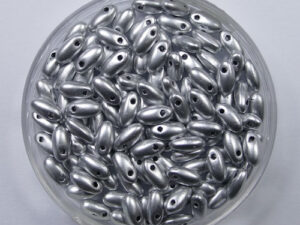 Riz-00030-01700 Matte Metallic Silver Czech Glass Rizo Beads