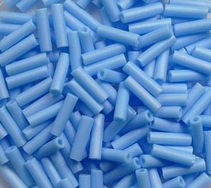 M-BGL-6-0413FR Matted Opaque Blue Turquoise AB Miyuki Bugles 6mm M-BGL-6-0413FR Matted Opaque Blue Turquoise AB Miyuki Bugles 6mm