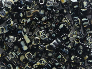 M-HTL-4511 Opaque Smoky Black Picasso Miyuki Half Tila Beads 5x2,3 mm