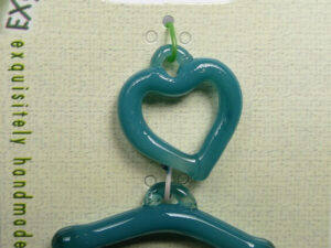 TGL-02-AQUA Toggle Clasp, kapittelsluiting, 1 streng , glas, hartvormig: aqua