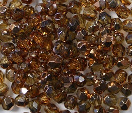 FP1-03-10230C Copper Smoky Topaz Czech Glass Facet Firepolish 3mm 50 stuks - Afbeelding 1