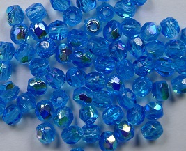 FP1-03-60040X Dark Aquamarine AB Czech Glass Facet Firepolish 3mm