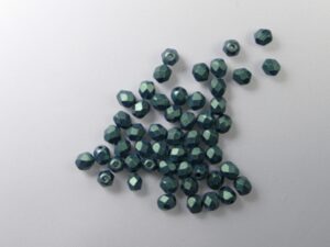 FP1-04-79051MJT Metallic Suede Light Green Czech Glass Facet Firepolish 4mm