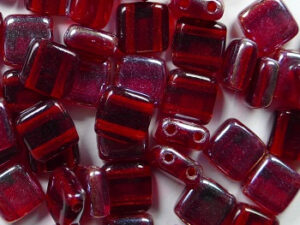 CMT-90080Z Siam Ruby Celsian CzechMates Tile Bead 25 Pc.