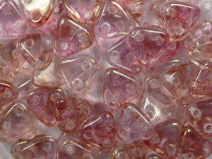 CMTR-00030LP 2 hole Triangle Beads, 6 mm, Czech Mates, Luster Transparant Topaz Pink