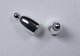 Bullet End Cap, 3 mm, Silver plated