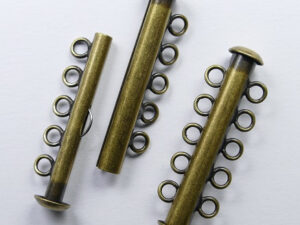 Ronde schuifsluiting, 5 strengen, antique brass plated - Afbeelding 1