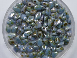 GB-03000-65431 Gekko beads, 3x5 mm, Chalk White Blue Green Lazura Luster