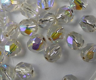 FP1-06-00030SLX Crystal AB Silver Lined Czech Glass Facet Firepolish 6 mm FP1-06-00030SLX Crystal AB Silver Lined Czech Glass Facet Firepolish 6 mm