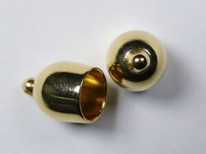 Bullet End Cap, 8 mm, Gold plated